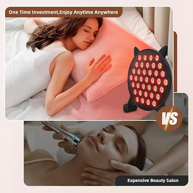 Cat-Face Red Light Therapy Lamp – 460 nm & 850 nm Infrared Panel, 185-LED red-Light Device with 5 Brightness Levels and Adjustable Angle for Easy use at Home or in The Office.