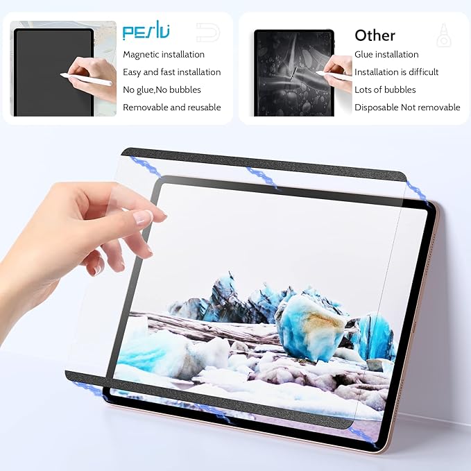 2 Pack Magnetic PaperFilm for iPad 9th & 7th Generation, iPad Air 3 & iPad Pro 10.5in - 10.2 Inch Feel Like Writing/Drawing on Paper, Removable Matte Anti-Glare Blue Light Screen Protector