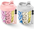 Large Pill Organizer with 7 Compartments，Anti-Mix Pill Box,with Wide Openings Design，Easy to Use，Includes 20 Pcs Labels,BPA-Free Pill Dispenser（Pink&Gray）