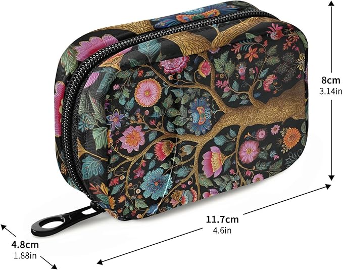 Pill Organizer Box Case Weekly Travel Pill Container Holder 7Day Cute Vitamin Organizer Dispenser Sorter Planner Storage Small Compact Tree of Life02