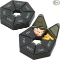 Weekly Pill Organizer - (Pack of 2) 7-Day Pill Container - Arthritis Friendly Portable & Compact Travel Case Daily Compartment Medicine Pills Box for Supplements, Medication, Vitamins and Fish Oils