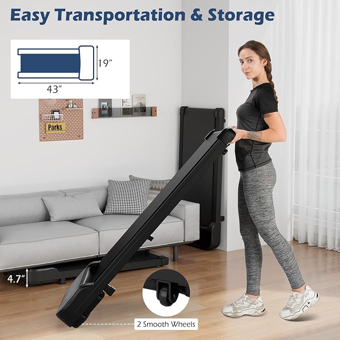 GYMAX Walking Pad, 2.5HP 3 in 1 Under Desk Treadmill with Remote Control, LED Display & 3 Countdown Modes, Free-Installation Portable Compact Running Jogging Machine for Home Small Space