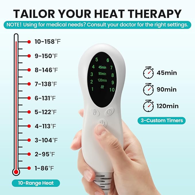 TABEKE Hip Heating Pad for Hip/Sciatica Pain Relief, Hip Support Brace, Lower Back/Thigh/Buttock Electric Heat Pad, Hot Physical Therapy Devices for Men, Women