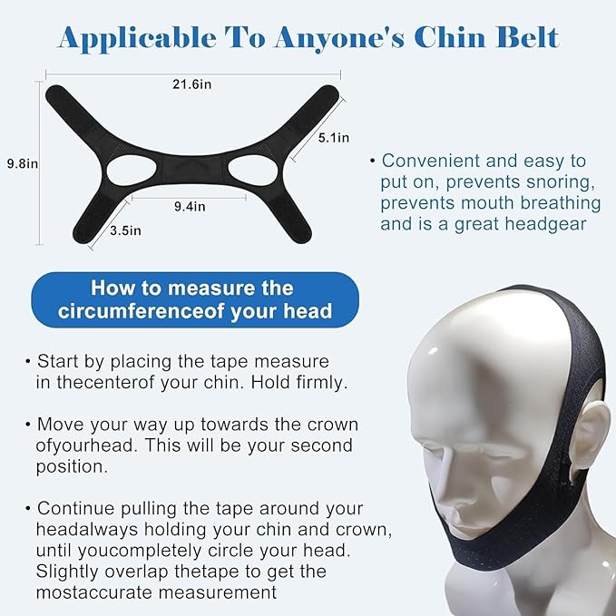 Chin Strap for Sleeping - Anti Snoring Devices - Adjustable Breathable Chin Strap for Men and Women Sleeping - Simple and Effective Stop Snoring Solution - Enjoy a Nice Evening - Black, 1PCS