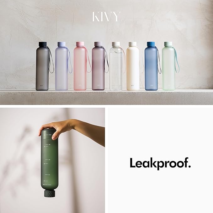 KIVY Large Water Bottle 50oz [Lightweight & Shatterproof] Fits Backpack & Cupholder for Travel, Sports, School - Extra large water bottle no straw - 1.5 Liter water bottles - 50oz Water bottle Yellow