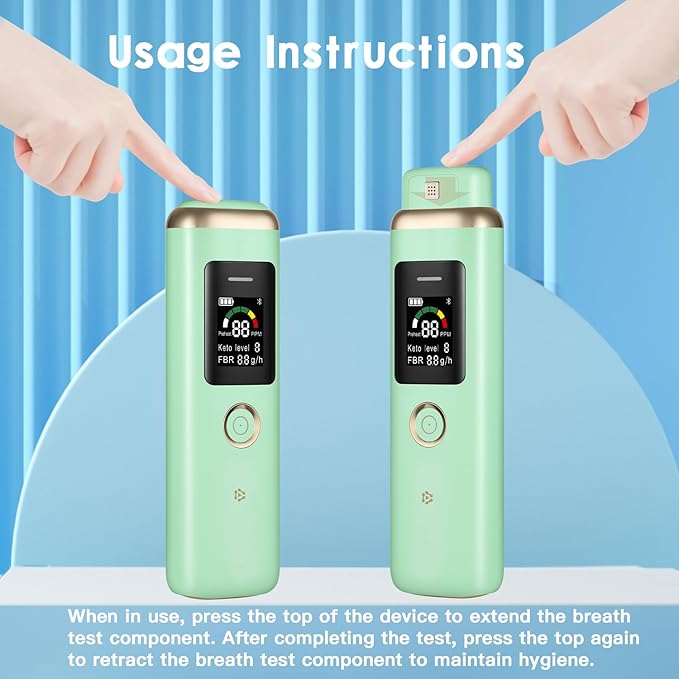 Professional Ketone Breath Analyzer for Acetone Check | High-Precision Breath Ketosis Meter, Advanced Ketosis Breath Tester, Precise Acetone Detection for Tracking Your Ketones