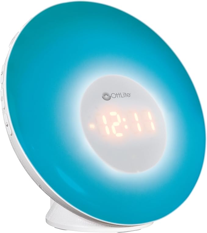 OttLite Wake Up Light with White Noise Sound Machine, Color Changing, Sunrise Simulation, 7 Wake Up Sounds, Snooze Function, Smart Alarm Clock for Heavy Sleepers, Sunlight Lamp with USB Charging Port