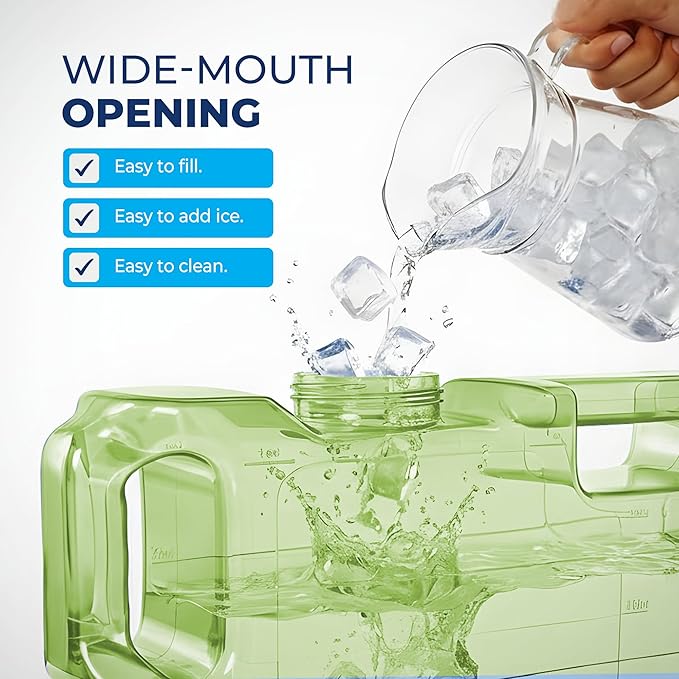 Refrigerator Water Dispenser 1.1 Gallon – Leak-Proof Slim Fridge Water Container with Spigot – BPA-Free Refillable Water Jug (Lime Green)