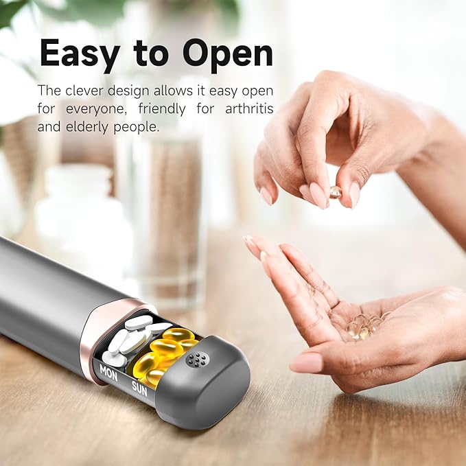 Weekly Pill Organizer, 7 Day Pill Box, Cute Pill Case for Travel, Daily Pill Dispenser Holder Container for Medicines Vitamin Finish Oil