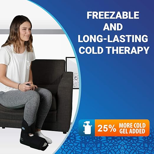 Cold Pack Compression Wrap for Ankle, Foot Pain - by Icy Wrap - Ice Pack Therapy Cryo-Cool Flexible Treatment for Injuries, Aches, Swelling, Sprains, Inflammation