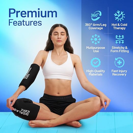 EverlastingIce Knee Ice Pack Wrap Compression Sleeve for Injuries | Hot & Cold Therapy Ice Pack for Knee, 360° Coverage | Reusable for Elbow, Ankle, Wrist - XL