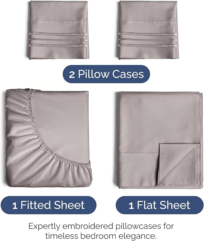Full Size 4 Piece Sheet Set - Extra Soft, Breathable & Cooling - Hotel Luxury Durable Bed Sheets for Women & Men - Deep Pockets, Easy-Fit & Wrinkle-Free - Thistle Purple Oeko-Tex