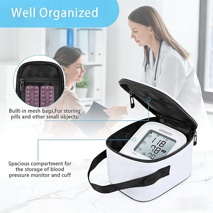 Home Blood Pressure Monitor Portable Storage Organizer Bag with Handle Compatible with Smart Upper Arm Blood Pressure Monitor,Digital Wrist Blood Pressure Monitor Travel Carrying Storage Bag(Bag Only)