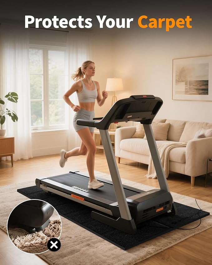 Walking Pad Mat for Carpet, Treamill Mat for Hardwood Floors, High Density, 1/4 Thickness, Folable, Floor Protection Mats for Bikes, Elliptical, Treadmill
