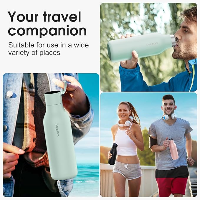 VSITOO 33oz Smart Self-Cleaning Water Bottle，Large Insulated Stainless Steel Bottle with AI Self-Clean, 30-Day Battery & Magnetic Charging for Outdoor Travel, Gym or Office, Blue
