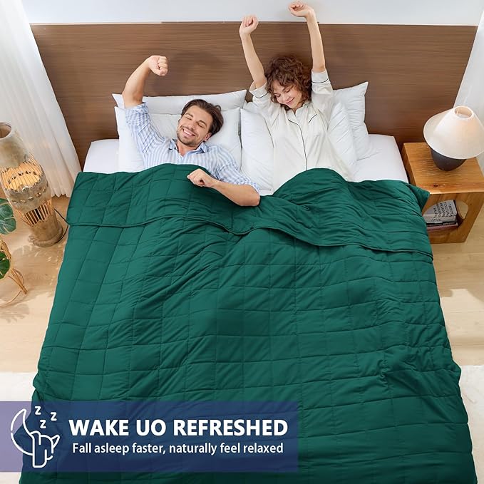 King Size Weighted Blanket for Adults (30 lbs, 80” x 87”, Dark Green) Cooling Heavy Blanket for Sleeping Perfect for 290-310 lbs, Breathable Blanket for Adults & Couple All Season, Machine Washable