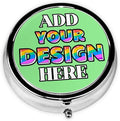 Custom Pill Case, Medicine Pill Box Organizer Container Travel Pill Holder Vitamin for Purse Med Wallet Portable Mini Pastillero Round, Light Green, Personalized Gifts with Photo