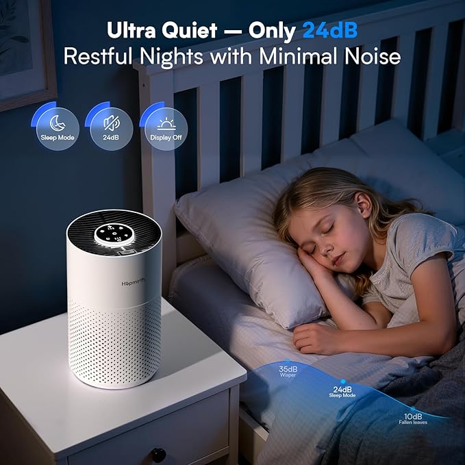 Upgraded Air Purifiers for Bedroom & Home with H14 True HEPA Filter, Covers Up to 1280ft², 360° Air Intake, Quiet Pet Air Purifier, Fragrance & Timer,Removes Smoke, Pet Dander & Pollen,White