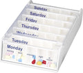 Anabox Weekly Pill Organiser, 7 Day Pill Box, Handy Organised Tablet Dispenser/Container, White, 19 x 12 x 5.4 cm