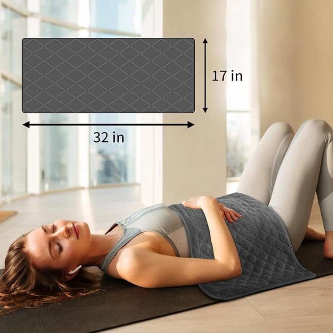 Heating Pad for Back Pain - 32"x17" XXXL Electric Heating Pad for Neck Shoulder Legs Knee Feet & Period Cramps, Auto Shut Off, 6 Heat Settings, Machine Washable, Moist Heat Options, Gift for Women Men