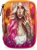 Abstract Sunflower Girls Pink Travel Pill Organizer Box Weekly Portable Pill Case Daily Pills 7 Day Small Birth Control Pills Container Removable Compartments for Medicine Vitamins Fish Oil