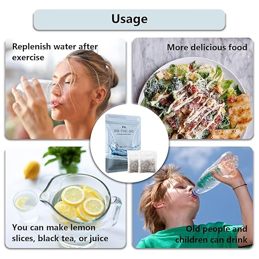 Portable Alkaline Water Filter Pouch for Your Bottle, Cup, Alkaline Water Filter System for Clean, High PH Water Alkalizer for Pure Drinking Water, Naturally Increases PH Levels (3 Pack)