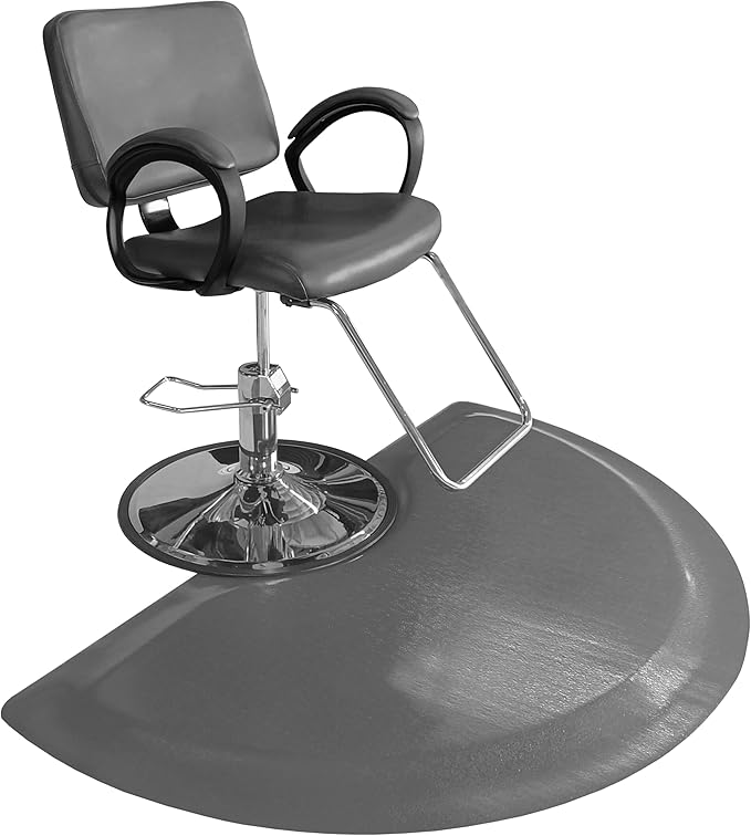 Rhino Mats, Rhino Hide Salon Mat, Non-Slip Standing Cushioned Comfort Anti-Fatigue Mat for Salon, Barbershop, or Spa (Gray Semi-Circle, 3' x 5' x 7/8")