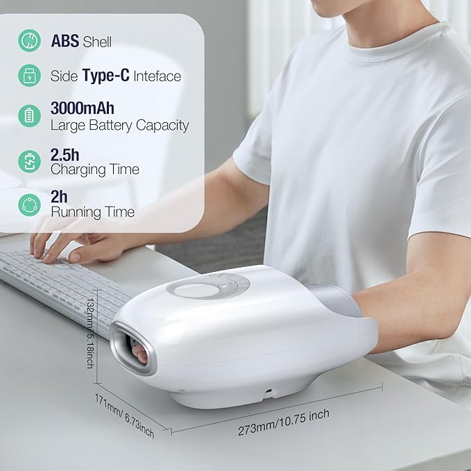 Hand Massager with Heat and Compression, Hand Massage for Arthritis and Carpal Tunnel Relief, 6 Modes Pressure Point Therapy, Blowing Wrist Massager, Finger & Palm Kneading, Gifts for Mom Dad