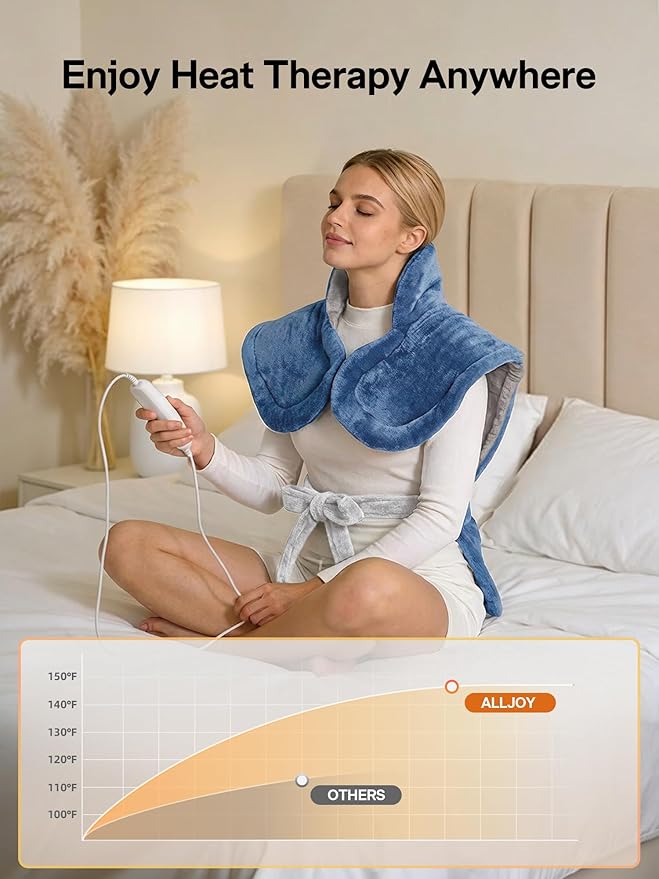 ALLJOY Heating Pad for Back, 24"x33" Weighted Heating Pads for Neck and Shoulder, Gifts for Women Men, Back Heating Pads Fast-Heating with 10 Heat Settings, 4 Timing Setting