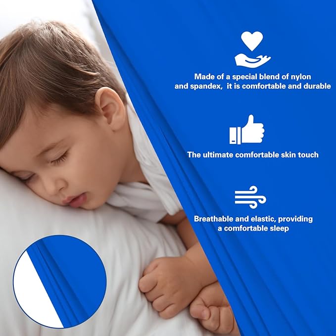 Sensory Sheet for Kids Special Needs Bed Sheet f Breathable and Stretchy (Blue, Twin)