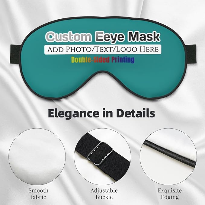Custom Eye Mask,Add Your Image Text Personalized Sleep Shade Soft Blindfold Eyemask Blackout Eye Cover with Adjustable Strap for Sleep,Travel,Nap Tropical Blue