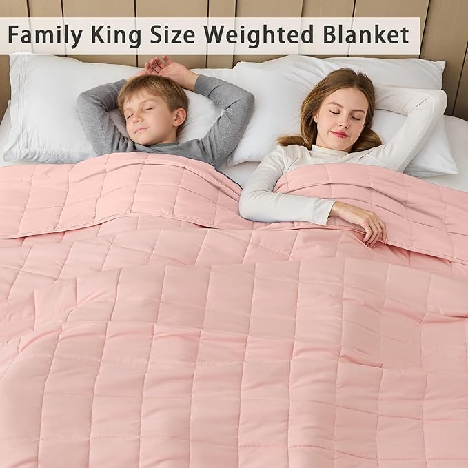 Pink Weighted Blanket for Adults 20lbs, 80"x87", King Size Cooling Heavy Throw Blanket for 130-220lbs, Microfiber Soft Thick Big Blankets Weighted Comforter Gifts for Sleeping