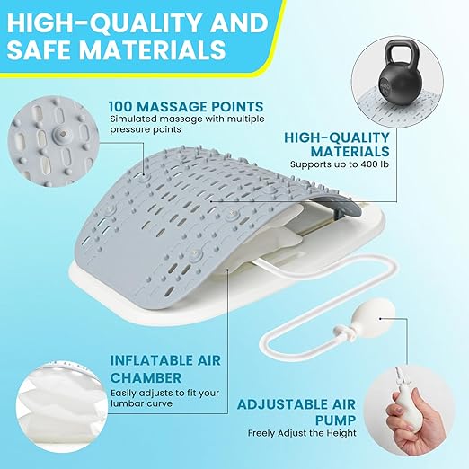 Back Stretcher for Lower Back Pain Relief - Adjustable Back Cracker Board, Ergonomic Lumbar Support Board, Back Cracking Device for Spinal Decompression, Scoliosis, Sciatica, Muscle Relaxation