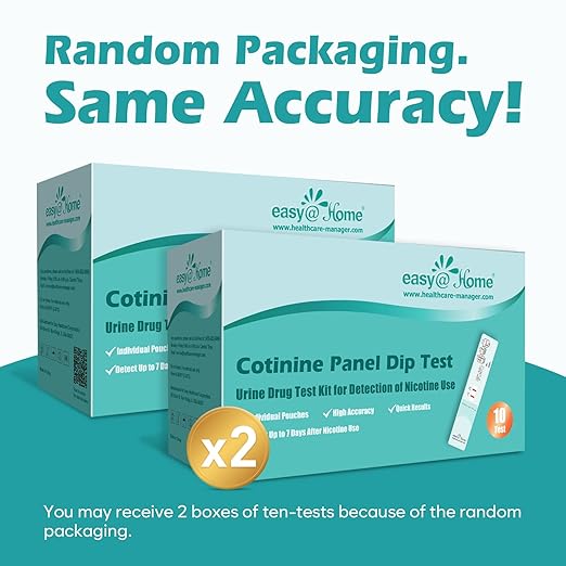 Easy@Home Nicotine Urine Test Strips Sensitive Rapid Testing Kit Detection 200 ng/mL #ECOT-114 (Pack of 20)