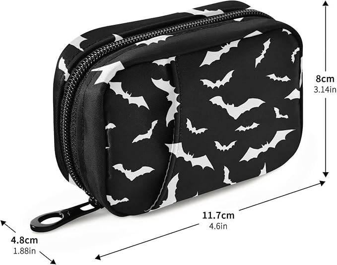 Pill Box Halloween Bats 7 Day Pill Case Travel Pill Organizer Bag with Zipper Portable Weekly Vitamin Medicine Supplement Holder Pouch Bag