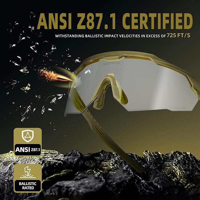 Shooting Glasses Anti Fog with High Definition Lenses, ANSI Z87.1 Certified Tactical Safety Glasses for Men Women