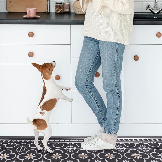 Kitchen Mat, [2 PCS] Kitchen Rugs, Cushioned Anti-Fatigue Non-Skid Waterproof Rugs, Ergonomic Comfort Standing Mat for Kitchen, Floor, Sink, Laundry, (Black)
