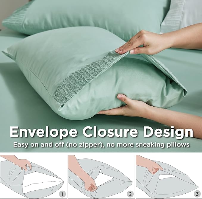 Bedsure Full Size Bed Sheets - 4 Pieces Soft Full Sheet Set - Breathable & Cooling - Hotel Luxury - Easy Care Polyester Microfiber Bedding for Women, Men, Mint Green