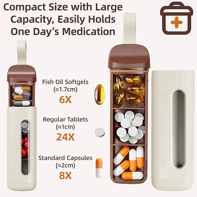 Mini Travel Pill Case 3 Compartment, Airtight Food Grade ABS Pill Organizer, Portable Daily Pill Box for Morning Noon Evening Medication Storage (White)