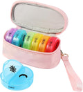 Weekly Pill Organizer 2 Times a Day, Travel Pill Box 7 Day with Large Opening, Pill Case with Handle, Pill Dispenser Medicine Organizer for Vitamins, Fish Oils, Medications, Supplements (Pink, Small)