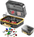 Daily Pill Organizer,7 Compartments Portable Travel Medicine Organizer,Moisture Proof Pill Case,Foldable Pill Box for Purse Pocket to Hold Vitamins,Cod Liver Oil,Supplements Medication (Black)