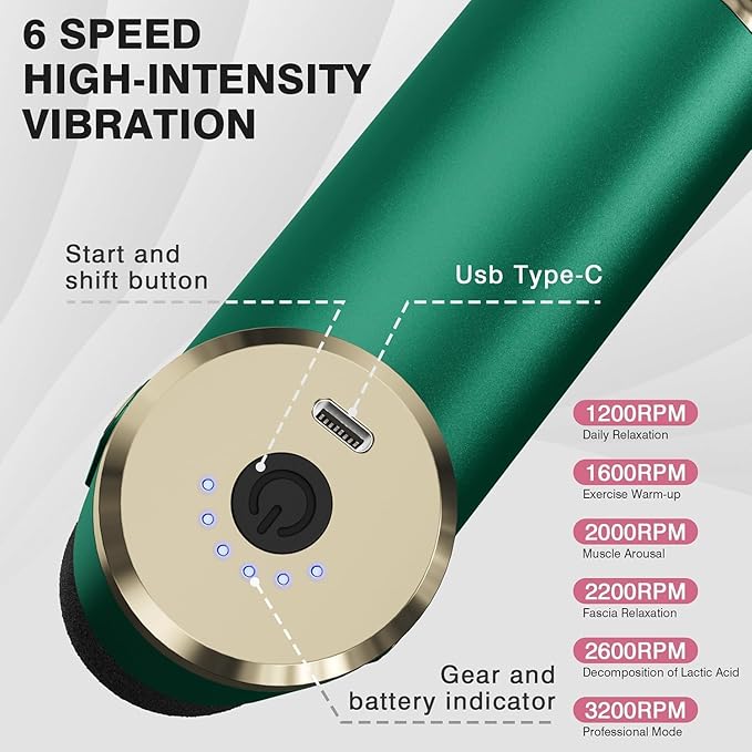 cotsoco Massage Gun Deep Tissue for Pain Relief with 4 Massage Heads & 6 Speeds, Electric Mini Handheld Body Massager for Any Pain Relief, Best Gifts for Men and Mom