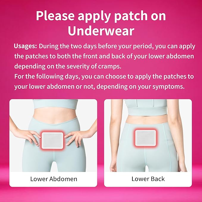 Menstrual Heating Patch for Women - 10 Packs Ginger Warming Patches Heat Pad for Period Cramps, Long-Lasting 8-12 Hours Warmth, Adhesive & Comfortable for Abdomen, Lower Back Relief