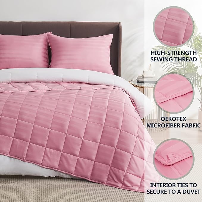 Weighted Blanket Queen Size (60"x80" 25lbs),Ultra Soft and Cozy Cooling Weighted Blanket Queen Size for Adult,Heavy Blanket with Machine Washable Soft Blanket, Pink
