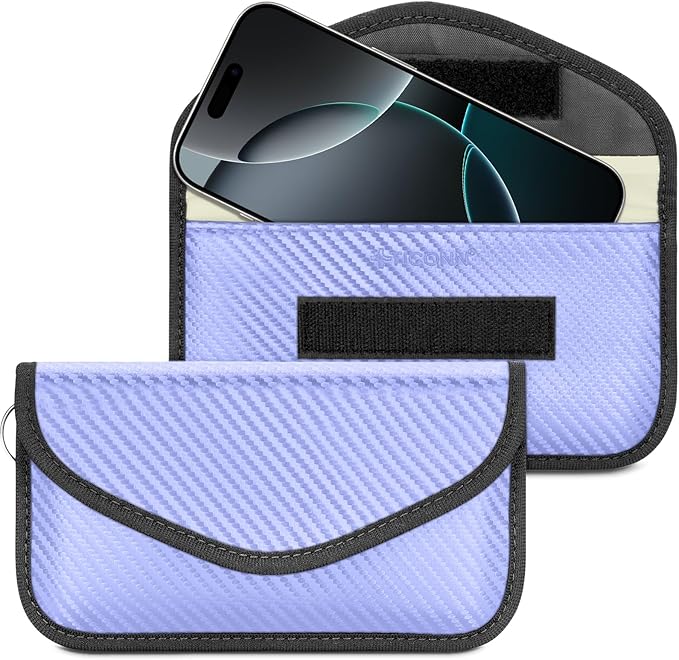 TICONN 2PK Faraday Bags for Car Keys Fob, 7.75"X4.25" Faraday Cage Protector, Car RFID Signal Blocking, Anti-Theft Pouch Anti-Hacking Case Blocker (Blue, L)