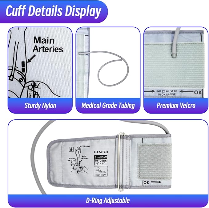 Child Extra Small Cuff Compatible with Most BP Monitors 4”-8” Inches (10-20CM) Blood Pressure Cuff ARM BP Replacement Cuff for Pediatric (Extra Small)