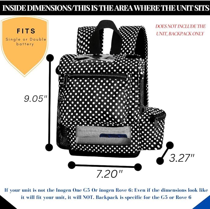 O2TOTES Premium Backpack – Fits Inogen One G5 & Inogen Rove 6, Lightweight with Padded Straps & Zippered Bottom