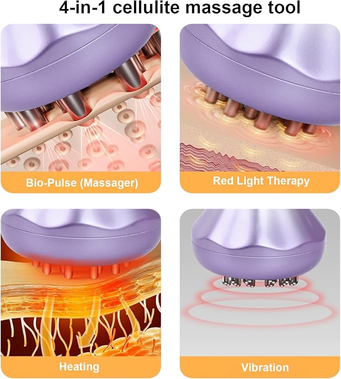 4-in-1 Lymphatic Drainage Massager - Anti Cellulite Massage Tool with Heating/Vibration/Red Light/Microcurrent,Body Sculpting Machine for Legs/Belly/Back/Hips/Reduce Stretch Marks & Cellulite