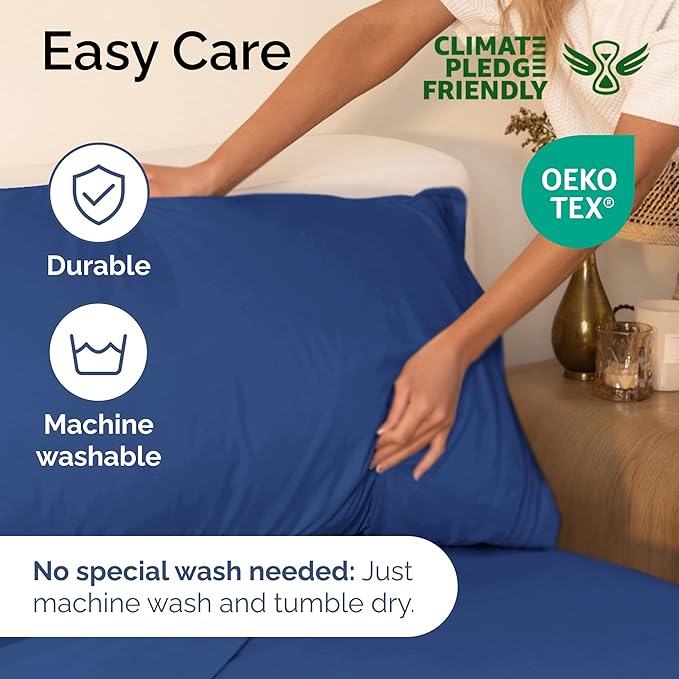 Twin Size 3 Piece Sheet Set - Extra Soft, Breathable & Cooling Sheets - Hotel Luxury Durable Bed Sheets for Women & Men - Deep Pockets, Easy-Fit & Wrinkle-Free Sheets - Cobalt Blue Oeko-Tex Bed Sheets