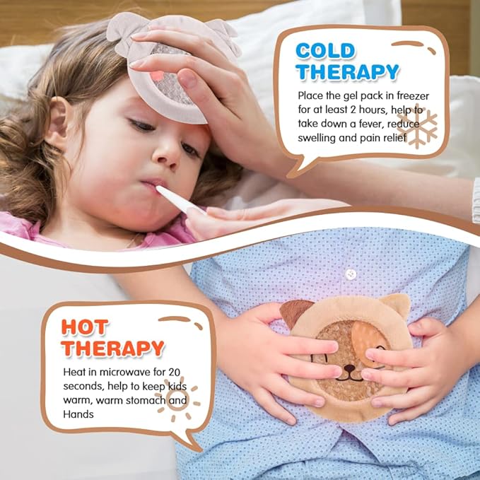 Hilph Kids Ice Packs for Boo Boos, FSA Eligible, HSA Approved, 3 Gel Toddler Cold Packs with Cute Cover for Injuries Reusable, Hot Cold Compress for Pain Relief, Toothache, Wisdom Teeth, Fever